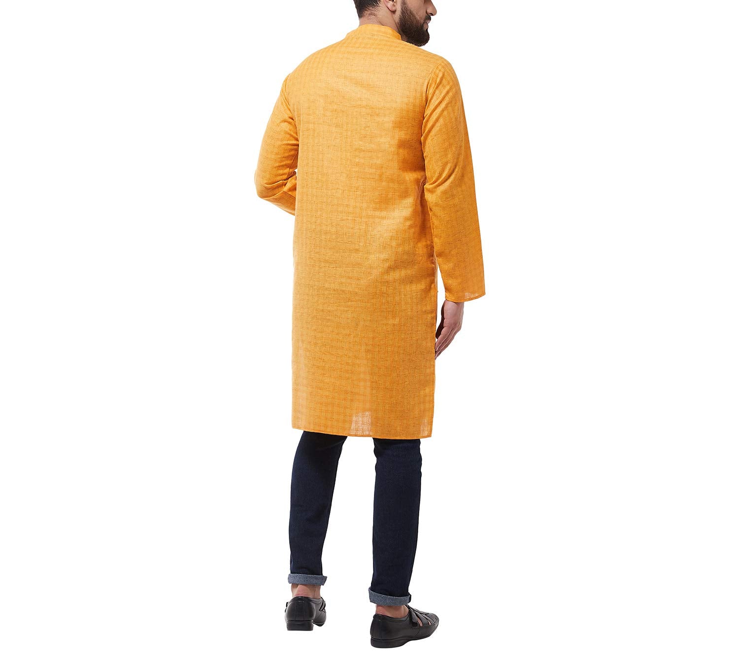 Sojanya (Since 1958 Men'S Cotton Blend Mustard Woven Design Only Long Kurta Size: 42