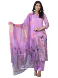 Anni Designer Women'S Cotton Blend Printed Straight Kurta With Pant & Dupatta (Rml Purple_S_Purple_Small),Purple,S