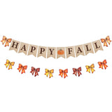Oudain 2 Pack Fall Decor Fall Pumpkin Garland 6.56 ft Orange Pumpkin Paper Bow Hanging Banner for Thanksgiving Autumn Harvest Bi