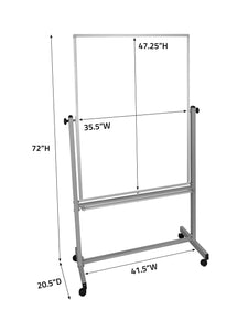 Luxor Mobile Mb3648Ww Dry Erase Double-Sided Magnetic Whiteboard With Aluminum Frame And Stand,36''W X 48''H