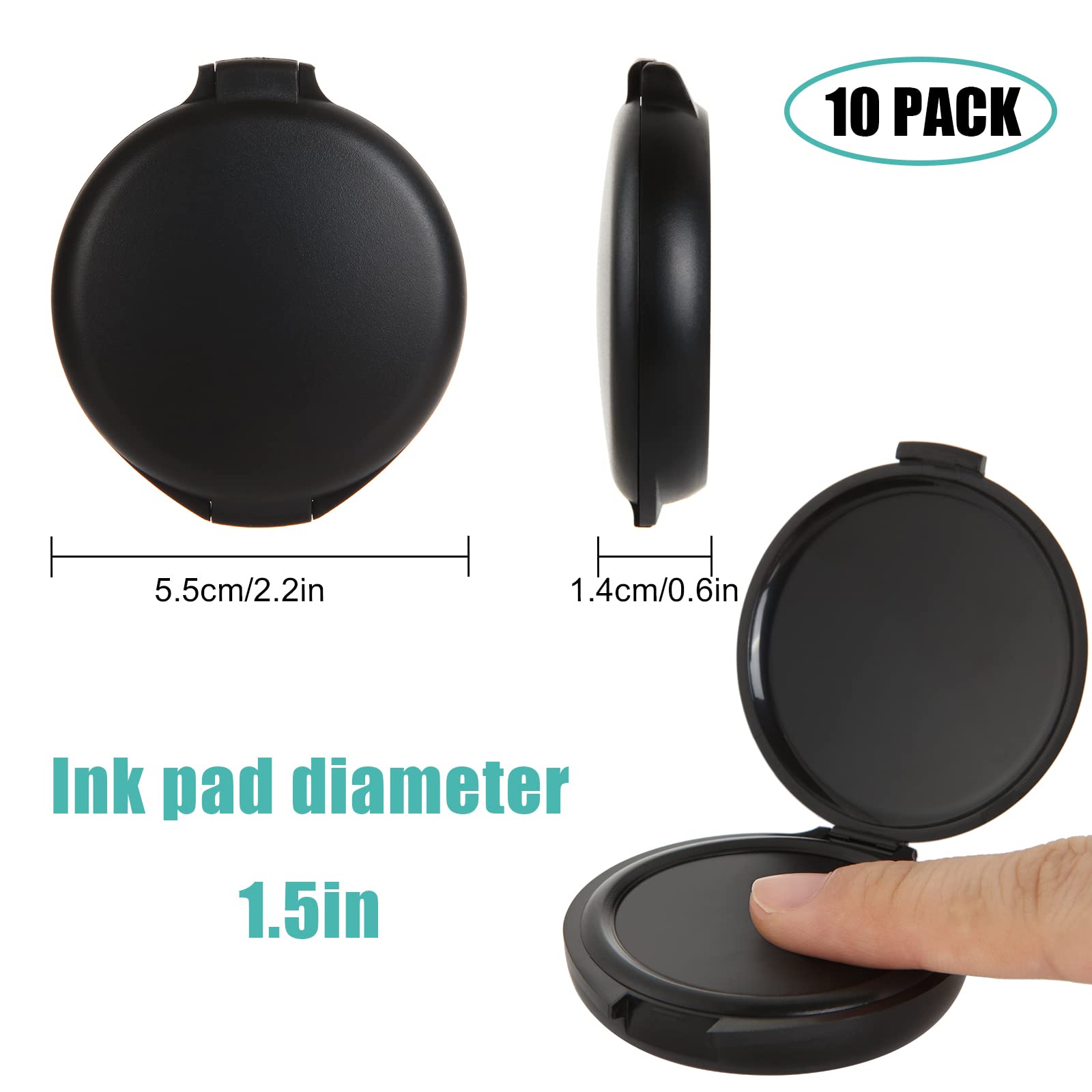 10 Pack Fingerprint Ink Pads, Thumbprint Ink Pad, Black Ink Pad, Thumb Print Stamp Pad for Office Supplies Identification Notary