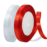 2 Rolls White Red Ribbon, 3/8 Inch x 50 Yards Satin Red White Fabric Ribbon for Flower Bouquets, Gift Wrapping, DIY Crafts, Birt