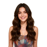 Full Shine Sew In Remy Human Hair Weft Extensions, Warm Chestnut Brown 18 Inch 105G, Invisible Straight Weft for Office