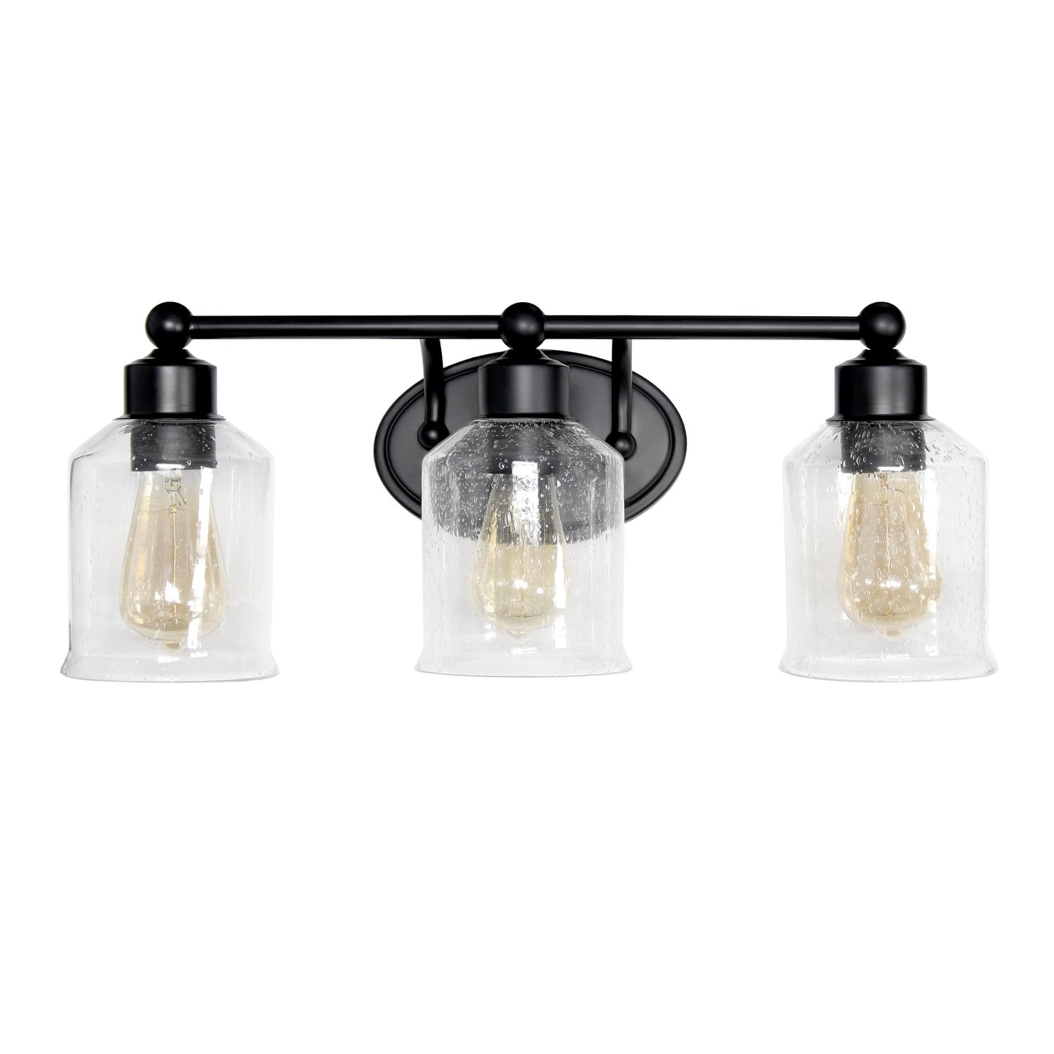 All The Rages Studio 3-Light Metal & Glass Vanity Fixture In Black/Clear
