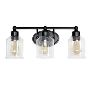 All The Rages Studio 3-Light Metal & Glass Vanity Fixture In Black/Clear