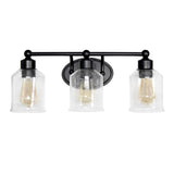 All The Rages Studio 3-Light Metal & Glass Vanity Fixture In Black/Clear