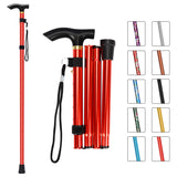 MFE Folding Cane, Portable 5-Level Adjustable Height Walking Stick with Foldable Design, Wrist Strap, and T Handle for Men and W