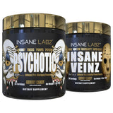 Insane Labz Psychotic Gold and Insane Veinz Gold Pre Workout Nitric Oxide Booster Stack, Increase Muscle Mass, Vascularity, Stre