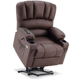MCombo Power Lift Recliner Chair Sofa with Massage and Heat for Elderly People, Cup Holders, USB Ports, Side Pockets, Faux Leath