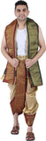 Prakasam Cotton Mens Asha Silk Panchakacham Ready To Wear Dhoti Towel Set With Pocket Panjakejam Dhoti With Pocket Readymade Dhoti Towel Set One For All (Beige)