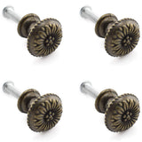 Antique Jewelry Box Pull Handle, OZXNO 4-Pack Retro Bronze Round Flower Pattern Pull Knobs & Mounting Screws for Cabinet Drawer 