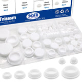Tnisesm 80PCS Silicone Plug Rubber Plugs for Holes Assorted Sizes 1/5 1/4 3/8 1/2 5/8 3/4 1 Hole Plug White
