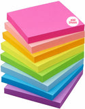 Ofixo 400 Sheets (5 Mix Color * 80 Sheets Each Color) Fluorescent Paper Self Adhesive Memo Pad Sticky Notes Bookmark Point It Ma