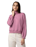 FYLTR Women's Drop Shoulder Boxy Fit Sweatshirt with Turtle Neck & Balloon Sleeve Peony Pink,Peony Pink