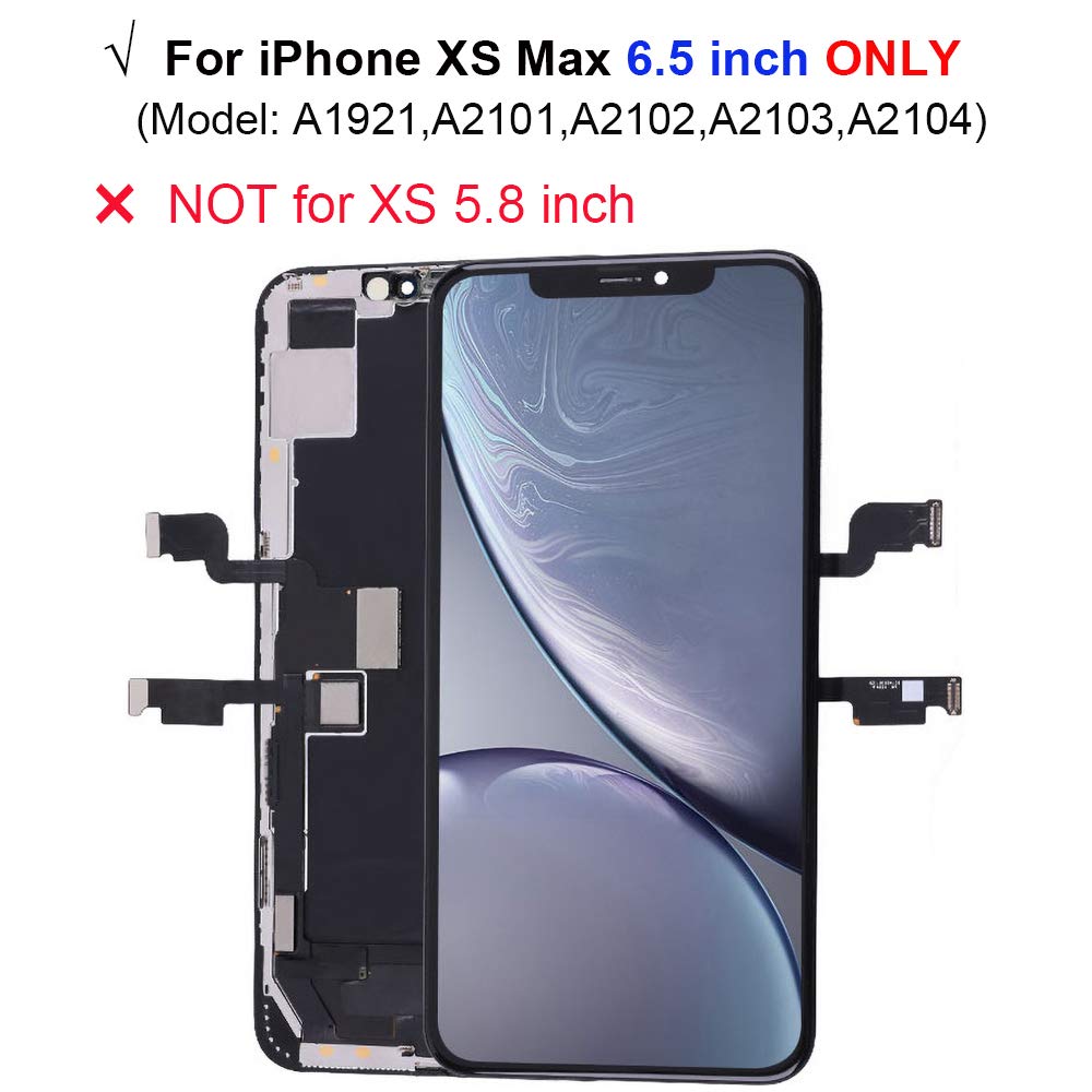 Soft OLED Screen Replacement for iPhone Xs Max 6.5 inch [NOT LCD],3D Touch Screen Display Digitizer Repair Kit Assembly with Rep