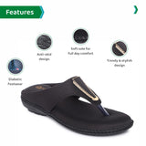 Ortho Joy Fancy Doctor Slippers | Stylish Chappal For Women | Comfortable Flat Sandals For Women Stylish (Black),Black,3,B09VT9CJW1
