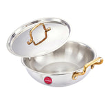Amazon Brand Solimo Premium Triply Stainless Steel Kadhai 26cm (3.2L) | SS Lid | Even Heating | Gas & Induction Compatible | D