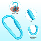 Craebuer 4 Pack Carabiner Clip, 3 inch Aluminum D-Ring Shape Locking Carabiners, Snap Hook Sport Accessories for Outdoor Camping