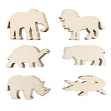 30 Pack Unfinished Wood Animal Cutouts - Jungle Crafts Wood Elephant, Rhino, Lion, Hippo, Crocodile, Turtle Cutouts to Paint Woo