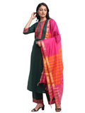 Gosriki Women'S Cotton Printed Straight Kurta With Palazzo & Dupatta (Anupma Green_Xl_Green_X-Large),Green,,B0976YH3FN
