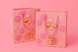 LESIJA DECORATIONS Pink Paper Gift Bags, Polka Dots with Gift Box Pattern, 15.24 x 16.51 cm, 6 Pack Party Favor Goodie Bags for