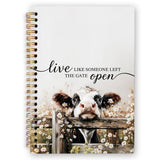 dvhdajed Cow Spiral Gifts Notebook, Farmhouse Wildflower Cow Journaling Notebooks, Live Like Someone Left the Gate Open Spiral J