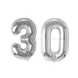 Rozi Decoration 32 Inch Number Foil Balloon Helium Quality (Pack of 2 Unit) (Silver30)