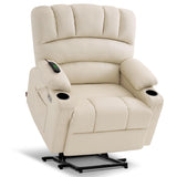 MCombo Power Lift Recliner Chair Sofa with Massage and Heat for Big Elderly People, Cup Holders, USB Ports, Side Pockets, Faux L