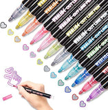 Invite Enterprise Double Line Outline Pens,12 Colors Self, Outline Metallic Markers Glitter Writing Drawing Pens Stationery for