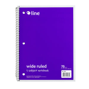 1-Subject Notebook, Wide Ruled, Purple, Case Of 24 (22039-Ct)