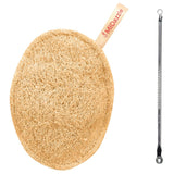 Midazzle Stainless Steel Blackhead Remover With Natural Body Scrubber, Organic Loofah (Oval) Set of 2