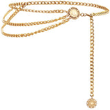 Glamorstar Multilayer Metal Waist Chain Dress Belts Metal Belt For Women, Gold, Medium (43.3 In)