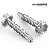 BNUOK #8 x 1-1/4 Inch Self Drilling Screws, 64pcs 0.5 lbs Self Tapping Screws for Metal, 410 Stainless Steel Hex Washer Head She