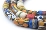 The Bead Chest Painted African Krobo Beads - Full Strand of Ghanaian Tribal Glass Beads for Necklace or Jewelry Making (Tribal C