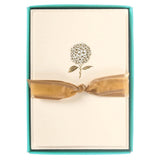 Graphique Hydrangea La Petite Presse Boxed Notecards - 10 Embellished Gold Foil Blank Cards with Matching Envelopes and Storage 