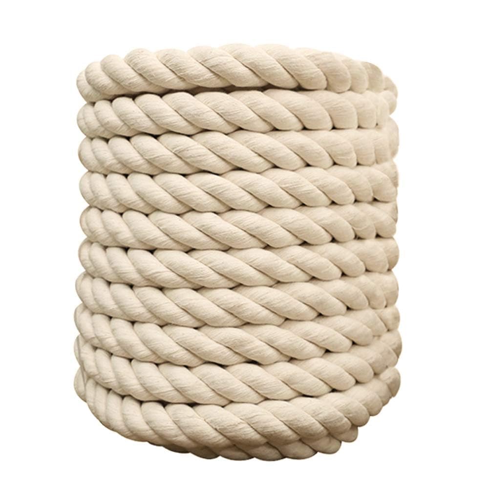 1/2 Inch x 100 Feet Natural Twisted Cotton Rope Strong Thick Soft Rope for Sports, Decor Crafts, Macrame,Camping, Wedding Ropes