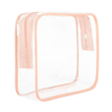 ANEMEL Clear Travel Toiletry Bag TSA Approved Size Makeup Cosmetic Bag Portable Waterproof Transparent Pouch Storage, Pink