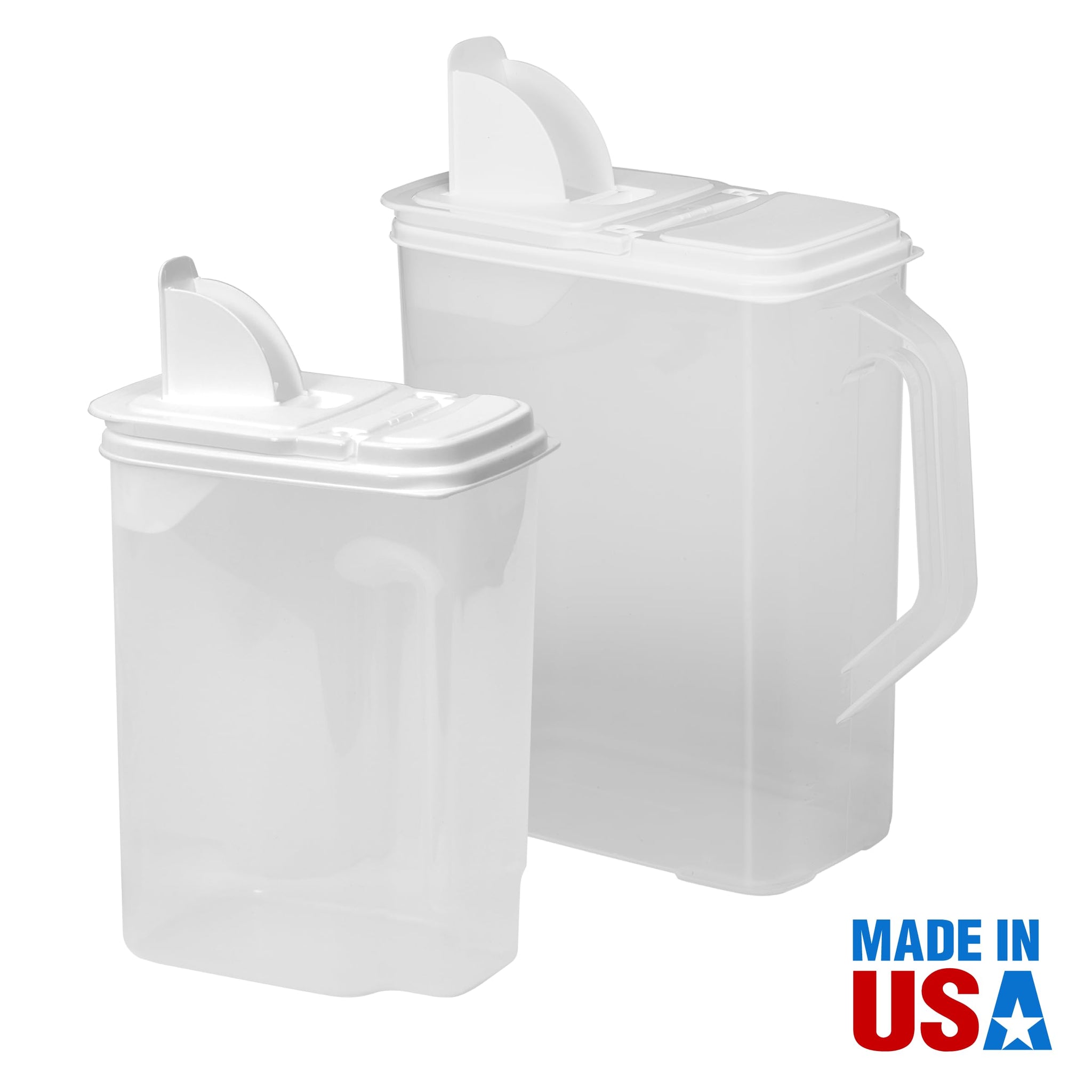 Buddeez Pet Food Storage Containers - 2 Count Bird Seed Dispenser with Pour Tight Lids and Easy Pour Spouts, 8 Qt and 3.5 Qt, Bi