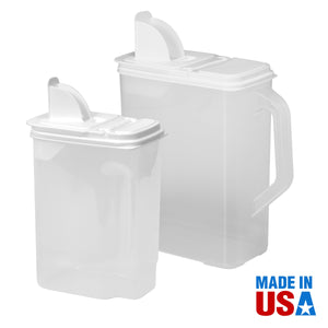 Buddeez Pet Food Storage Containers - 2 Count Bird Seed Dispenser with Pour Tight Lids and Easy Pour Spouts, 8 Qt and 3.5 Qt, Bi