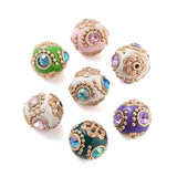 DanLingJewelry 20Pcs Handmade Indonesia Round Beads 20mm Vintage Flower Glass Polymer Clay Loose Beads for Jewelry Making Bracel
