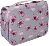 Trawila Travel Hanging Toiletry Bag Cosmetic Bag Makeup Organizers for Men & Women with Sturdy Hook (Grey flower)