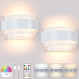 LIGHTESS Battery Operated Wall Sconces Set of 2, Dimmable Rechargeable Wall Lights with Remote Control, Sconces Wall Decor Set o
