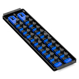 Ernst Manufacturing Socket Boss, Premium 2-Rail 1/2-Inch-Drive Socket Organizer, 13-Inch, Blue (8497) - Made in the USA