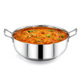 AVIAS INOX IB Belly Stainless Steel Kadai 24cm, Easy Grip Handle
