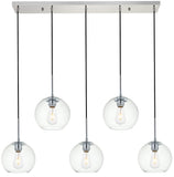 Living District Baxter 5-Light & Glass Metal Pendant In Chrome/Clear
