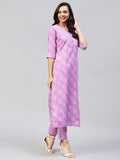 Anni Designer Women'S Cotton Blend Printed Straight Kurta With Pant (Wamurti Purple_M_ Purple_Medium),Purple,M,Cotton Blend,Straight,Kurta with Pant