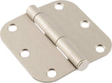 The Hillman Group 853472 3 Residential Door Hinge 5/8 Round Corner Removable Pin Full Mortise Satin Nickel 1Pack