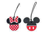 2Pack Disney Mickey & Minnie Mouse White Outline Suitcase Luggage Tags