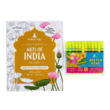 Itsy Bitsy Mini Sketch Pens 12 Shades with Art of India Colouring Book, Spot Glossy Finish, Fine Tip Colour Pens Set for Kids &