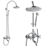 gotonovo Exposed Bathroom Shower Faucet Wall Mounted Shower System 8 Inch Shower Head and Tub Spout Double Cross Handles Adjusta